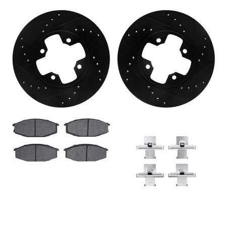 Dynamic Friction Co 8512-67124, Rotors-Drilled and Slotted-Black w/ 5000 Advanced Brake Pads incl. Hardware, Zinc Coated 8512-67124